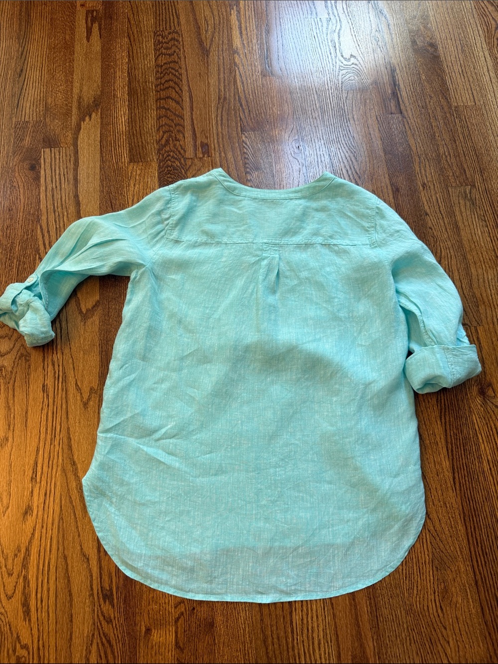 Talbots Light Aqua V-Neck Linen Tunic Top - Women - Picture 5 of 5